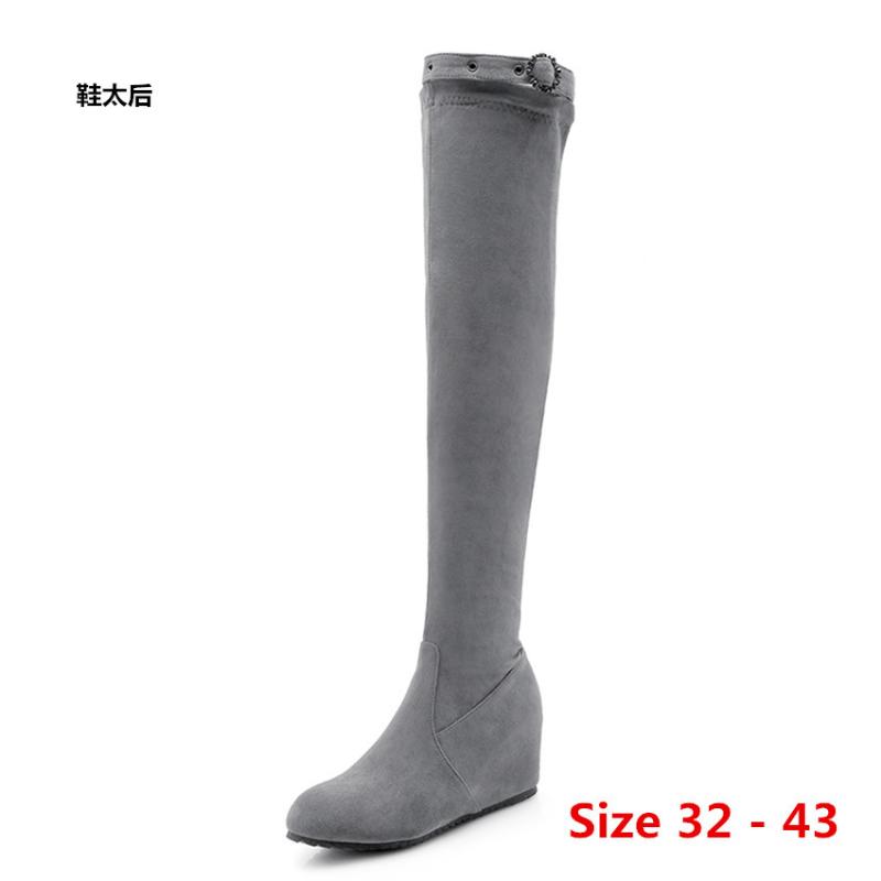 Over the Knee Boots Female Wedges Women Knee High Boots Internal increase Woman Motorcycle shoes Small Big Size 32 - 43, Gray
Over the Knee Boots Female Wedges Women Knee High Boots Internal increase Woman Motorcycle shoes Small Big Size 32 - 43, Gray