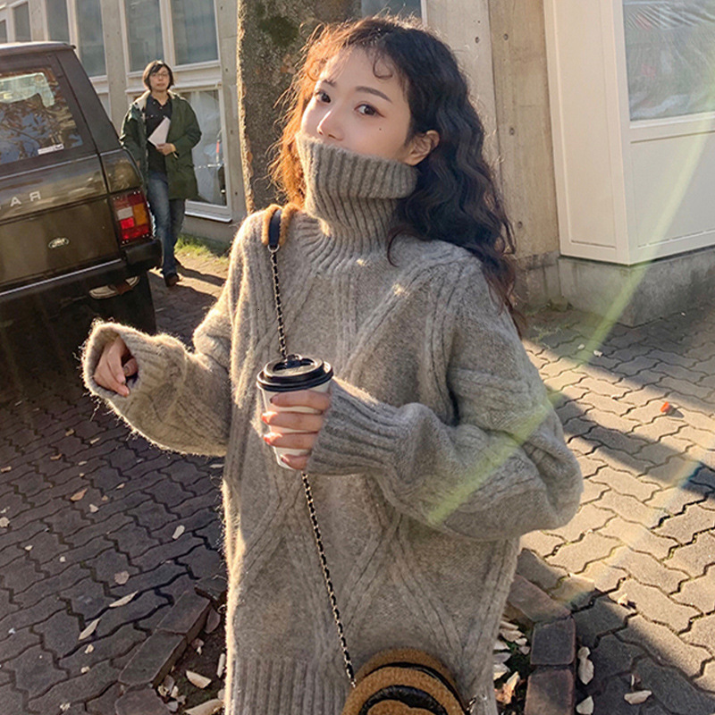 2021 New Turtleneck Women Autumn Ladies Solid Knitted Pullover Sweater Style Female Long Sleeve Knit Jumpers Femme Kz5j, Black 
2021 New Turtleneck Women Autumn Ladies Solid Knitted Pullover Sweater Style Female Long Sleeve Knit Jumpers Femme Kz5j, Black