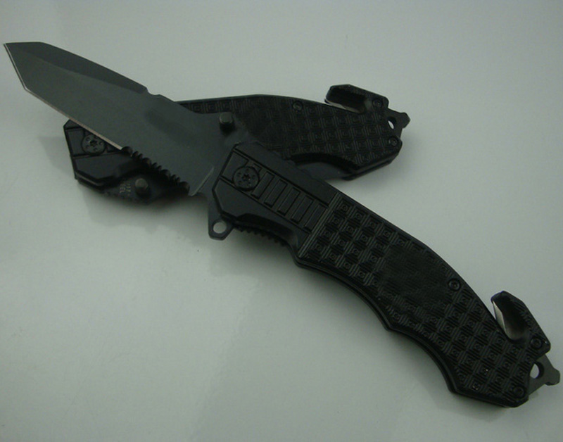 Top Quality 229 survival Folding 7Cr17 58HRC Black blade Outdoor hunting knife knives with Retail Paper box
