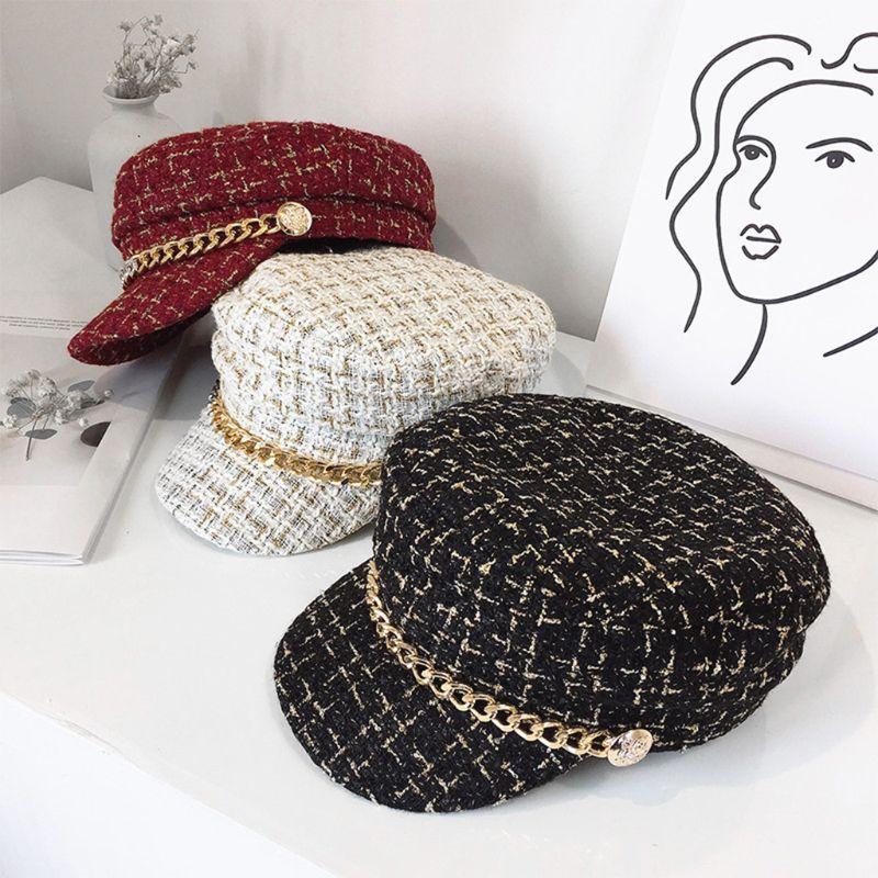 Berets 2021 Women Vintage Metal Chain Tweed Hat Winter Retro Flat Warm Hats Female Plaid Youth Cap, White
Berets 2021 Women Vintage Metal Chain Tweed Hat Winter Retro Flat Warm Hats Female Plaid Youth Cap, White