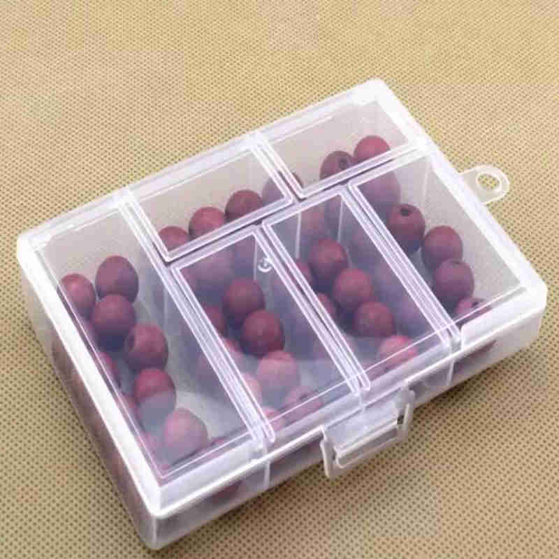 Empty 6 Compartment Plastic Clear Storage Box For Jewelry Nail Art Container Sundries Organizer