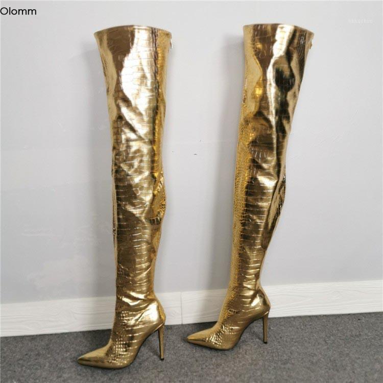Olomm Fashion Women Thigh High Boots Stiletto High Heels Boots Pointed Toe Super Sexy Gold Night Club Shoes Women US Size 5-151, D2144 gold
Olomm Fashion Women Thigh High Boots Stiletto High Heels Boots Pointed Toe Super Sexy Gold Night Club Shoes Women US Size 5-151, D2144 gold