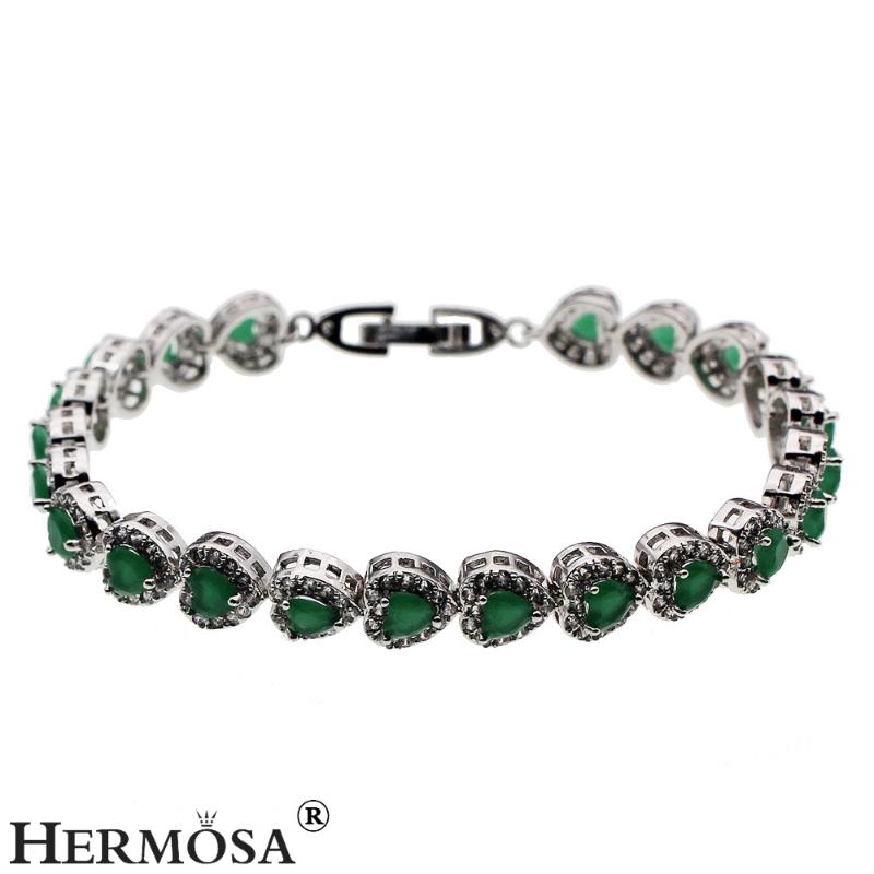 Hermosa Jewelry Green Heart-Shaped Tennis Bracelet Silver Color Bracelets 7 inch QA31
Hermosa Jewelry Green Heart-Shaped Tennis Bracelet Silver Color Bracelets 7 inch QA31