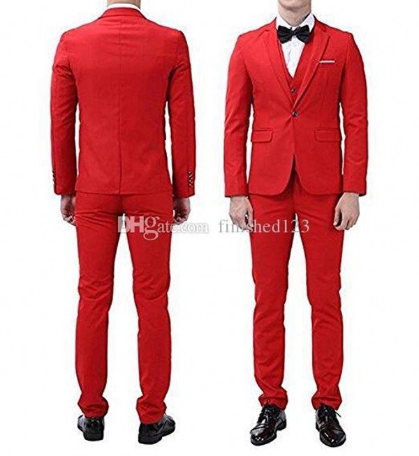 New Popular Slim Fits Groom Tuxedos Notch Lapel Men Suits Wedding/Prom/Dinner Best Man Blazer (Jacket+Pants+Vest+Tie) W230