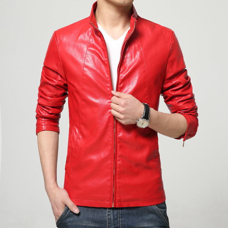 Mens Stand Collar Pu Leather Jackets Coats Male Casual Slim Motorcycle Leather Jacket Men Black White Red Yellow Brown 5XL 6XL 201215
