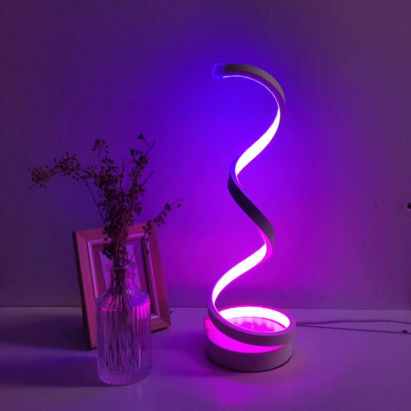 Remote Controlled Spiral LED Table Lamp in Warm White - Versatile Bedside & Desk Decor Light