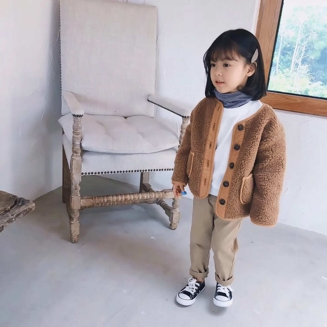 Autumn Winter New Arrival Korean Version pure color woolen warm fashion thickened coat for cute sweet baby girls and boys 201126