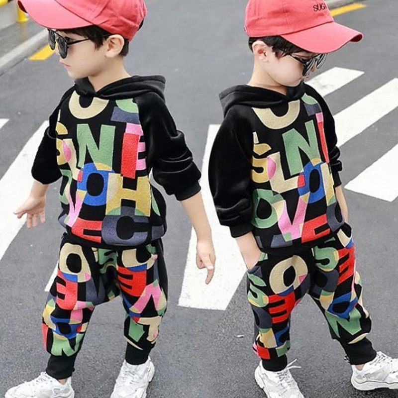 Children's clothing baby boy suit fall / winter 2020 baby girl's clothes long sleeve Hoodie + pants sports suit street styleX1019