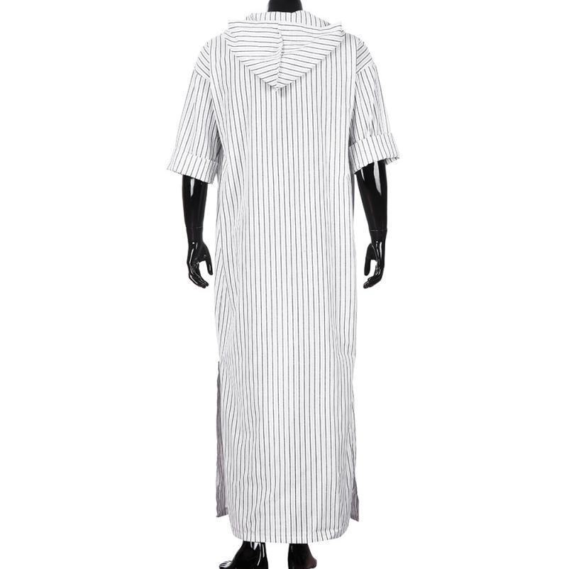 tops Men's t-shirt Ethnic Robes Loose Striped Long Sleeve Hooded Vintage Casual Dress Kaftan men's t shirt casual jul19 201202