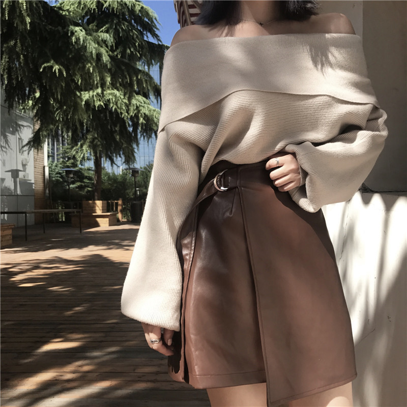 2021 New Novo Outono Feminino Inverno Fora Ombro Camisola e Elegante Couro Do Plutnio Saia Curta Terno 2 Pea Define Roupas CLVV, Beige
2021 New Novo Outono Feminino Inverno Fora Ombro Camisola e Elegante Couro Do Plutnio Saia Curta Terno 2 Pea Define Roupas CLVV, Beige