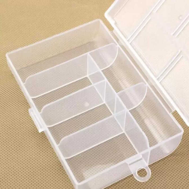 Empty 6 Compartment Plastic Clear Storage Box For Jewelry Nail Art Container Sundries Organizer