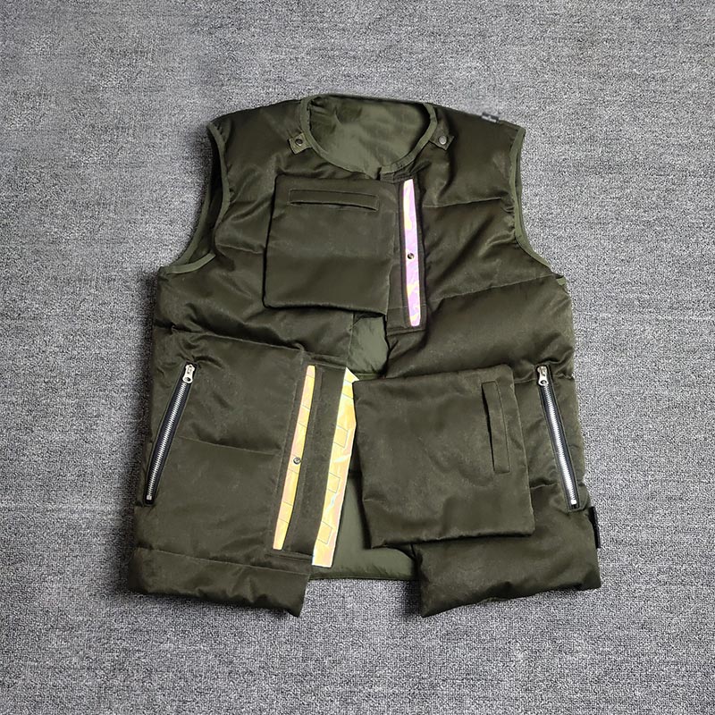 Thickened down vest in autumn and winter Fashion brand tight heater White Multi Pocket thermal outerwear
