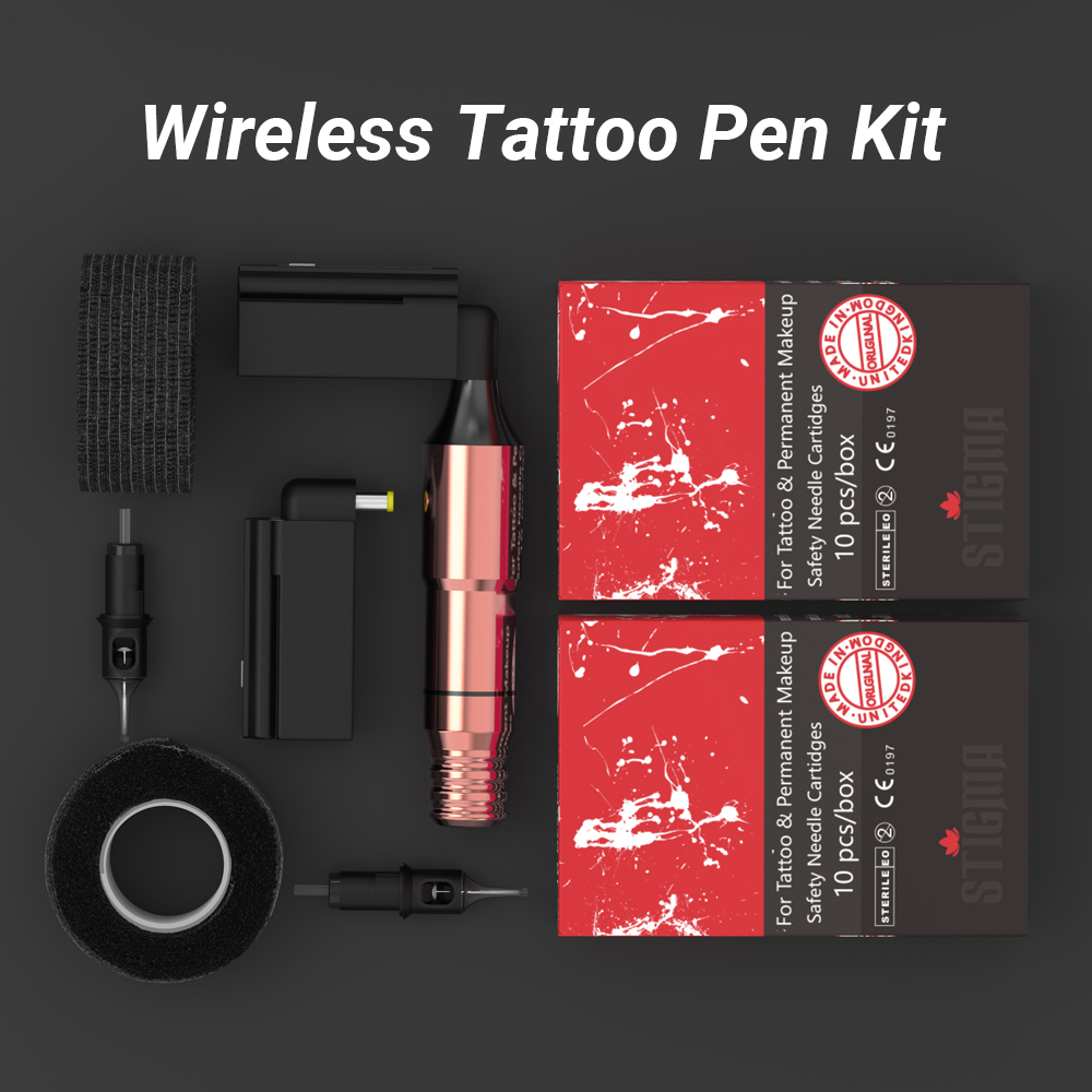 Stigma Professional Tattoo Kit Rotary Tattos Machine Pen Needle Cartridge Tattooes Gun DC 5.5 Interface Body Artist EM125 201111