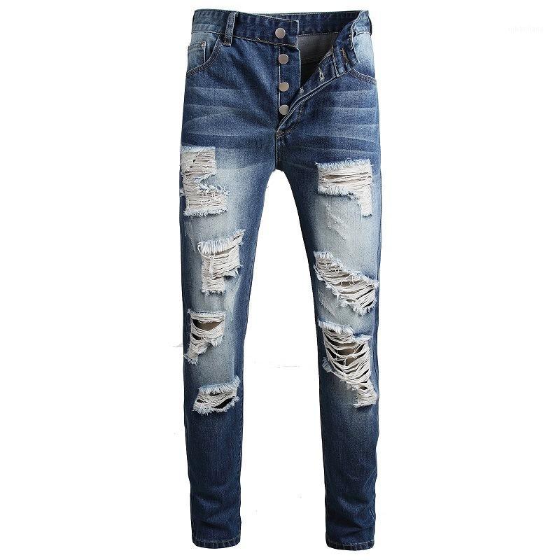 2020 Summer European American Men's Nostalgic Blue Jeans Straight Button Personality Ripped Jeans Men's Street Beggar Trousers1
2020 Summer European American Men's Nostalgic Blue Jeans Straight Button Personality Ripped Jeans Men's Street Beggar Trousers1
