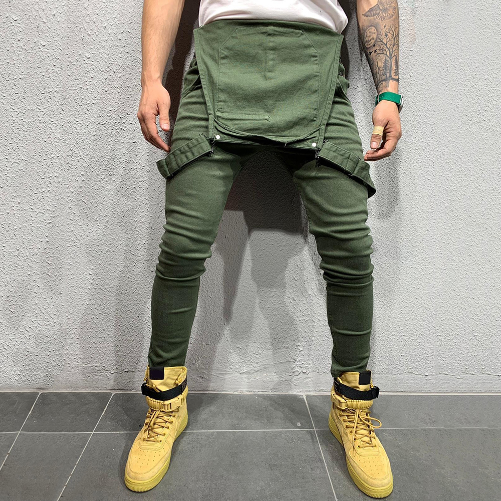 Mens Denim Overalls Dungaree Bib Pants Button Overalls Pocket Jumpsuit Overall Suspender Pants Moto Biker Jeans Pants Trousers 201111