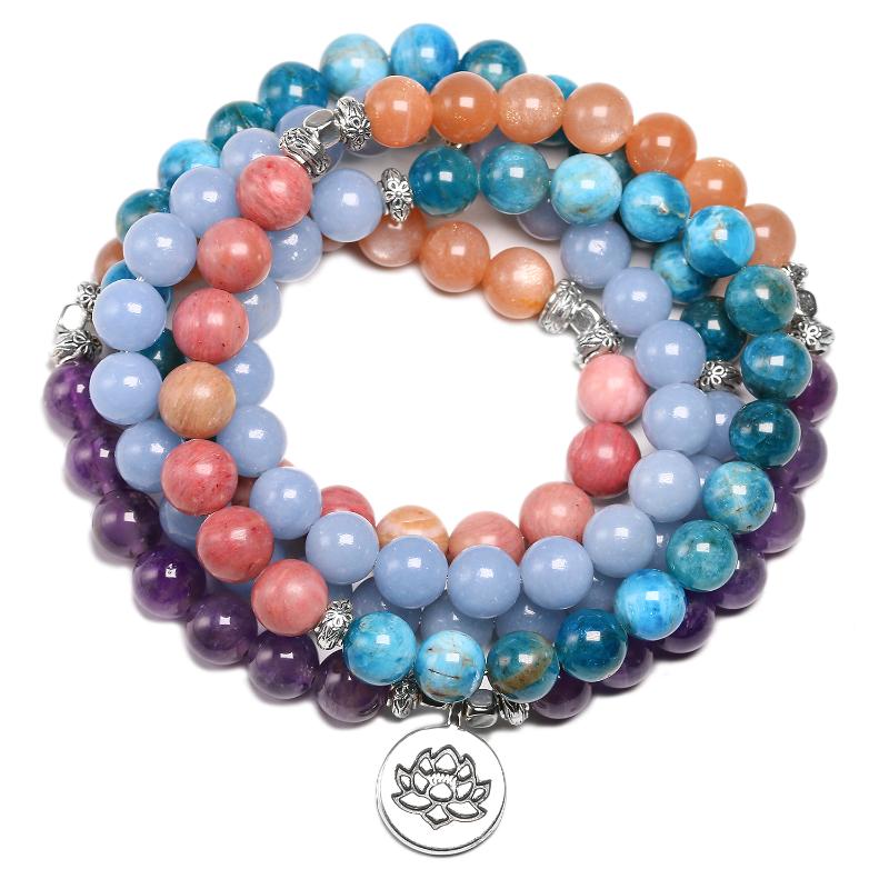 Beaded, Strands Natural Stone 108 Mala Bracelet For Men Angelite Apatite Sunstone 8MM Beads Bracelets Women Yoga Meditation Lotus Charm Jewe
Beaded, Strands Natural Stone 108 Mala Bracelet For Men Angelite Apatite Sunstone 8MM Beads Bracelets Women Yoga Meditation Lotus Charm Jewe