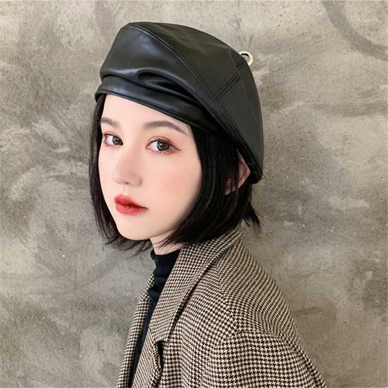Berets PU Leather Brimless Beret Womens Fall Winter Boinas Hombre Hat Designer Painter Baret Cap French Octagonal Hats With Ring1, Black
Berets PU Leather Brimless Beret Womens Fall Winter Boinas Hombre Hat Designer Painter Baret Cap French Octagonal Hats With Ring1, Black
