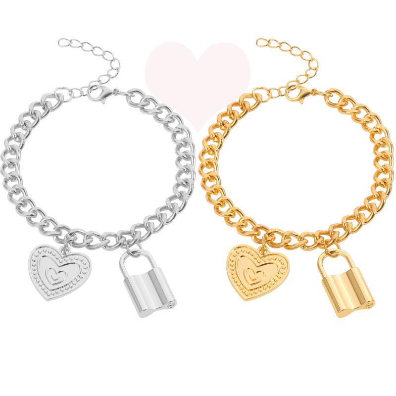 Punk Heart & Lock Pendant Bracelet Fashion Alloy Love Symbol Ornaments for Couples Thick Chain Charm Bracelets Jewelry For Women
Punk Heart & Lock Pendant Bracelet Fashion Alloy Love Symbol Ornaments for Couples Thick Chain Charm Bracelets Jewelry For Women