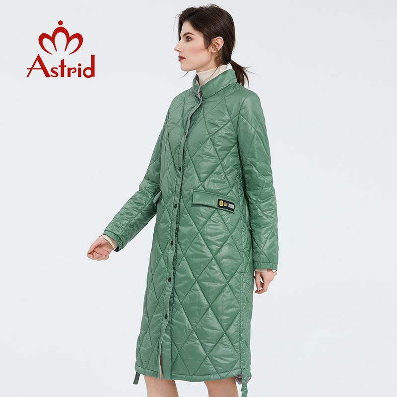 Astrid Spring Women Parka Coat Warm Jacket Women Thin Cotton Quilted Coat Standing Collar New Collection big size ZM-7214 201019