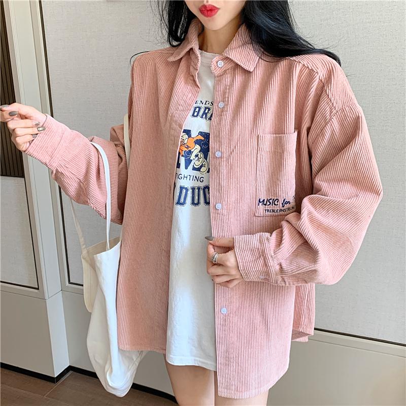 Shirt long-sleeved female autumn and winter Korean corduroy lapel loose top student casual blouse, Beige
Shirt long-sleeved female autumn and winter Korean corduroy lapel loose top student casual blouse, Beige
