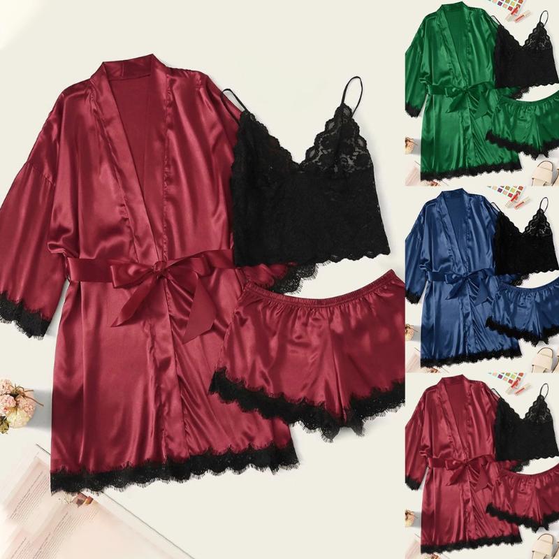 2020 Women Pajamas Sets Satin Sleepwear Silk 3 Pieces Nightwear Pyjama Spaghetti Strap Lace Sleep Lounge shorts Pijama 20Jly6, We
2020 Women Pajamas Sets Satin Sleepwear Silk 3 Pieces Nightwear Pyjama Spaghetti Strap Lace Sleep Lounge shorts Pijama 20Jly6, We