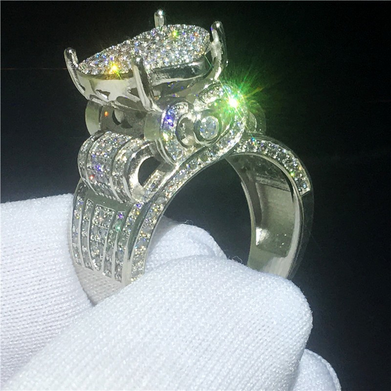 Vintage Heart shape Promise Ring Simulated Diamond cz 925 Sterling Silver Engagement Wedding Band Rings for women men Jewelry 201006