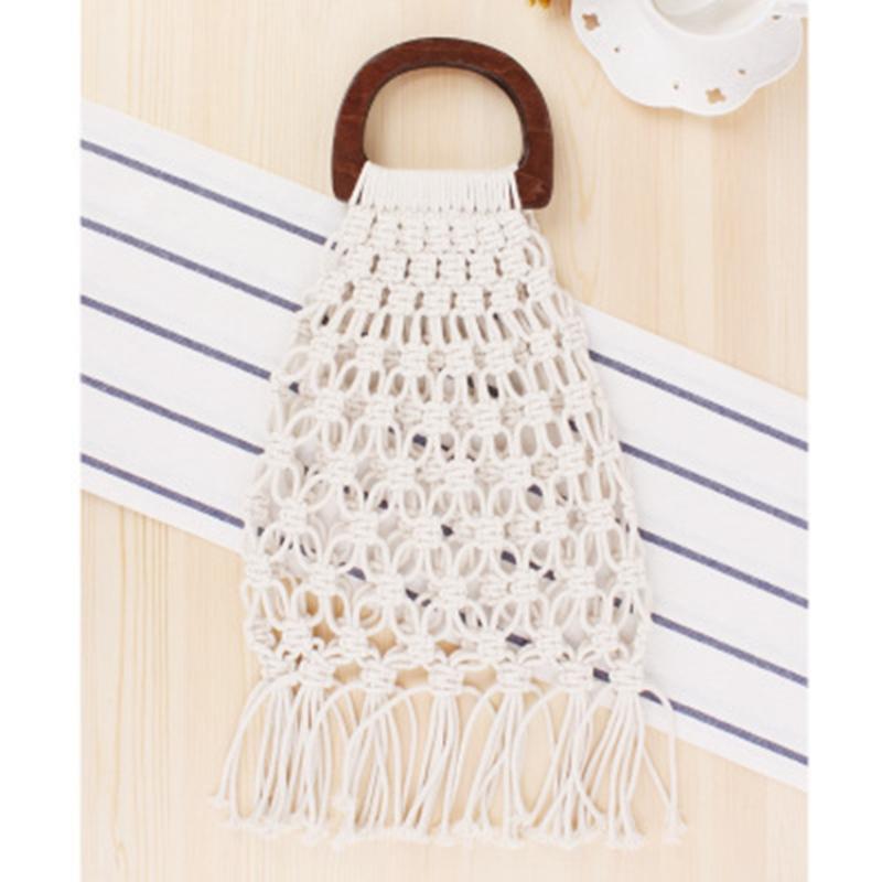 College style new wooden handle portable nets straw bag cotton rope hand-woven bag travel beach women's, Bai
College style new wooden handle portable nets straw bag cotton rope hand-woven bag travel beach women's, Bai