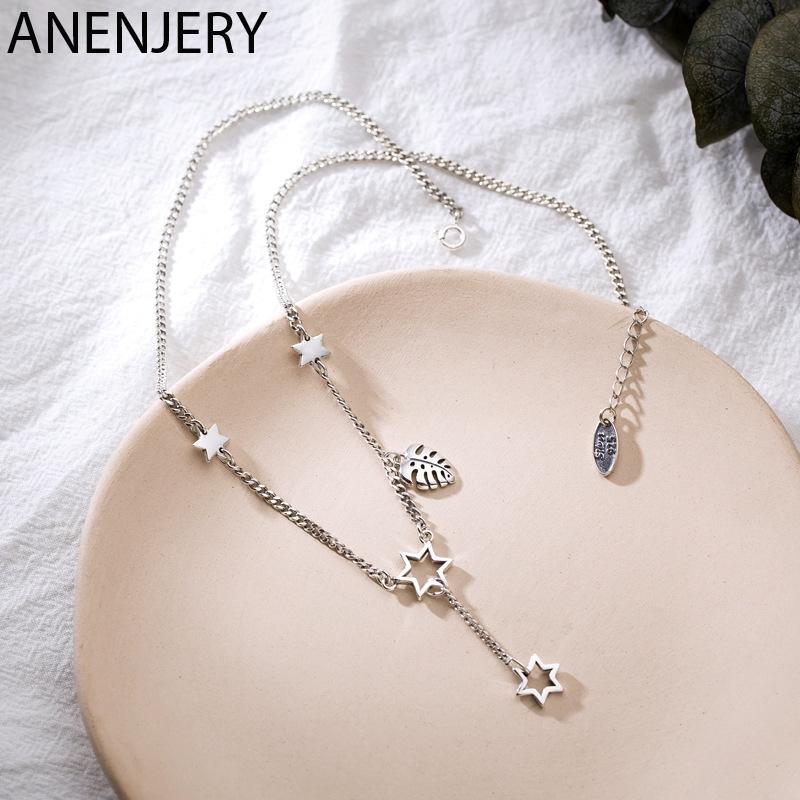 ANENJERY Handmade Silver Color Lucky Pentagram Star Leaf Necklace For Women Clavicle Chain Party Sweater Chain S-N630
ANENJERY Handmade Silver Color Lucky Pentagram Star Leaf Necklace For Women Clavicle Chain Party Sweater Chain S-N630