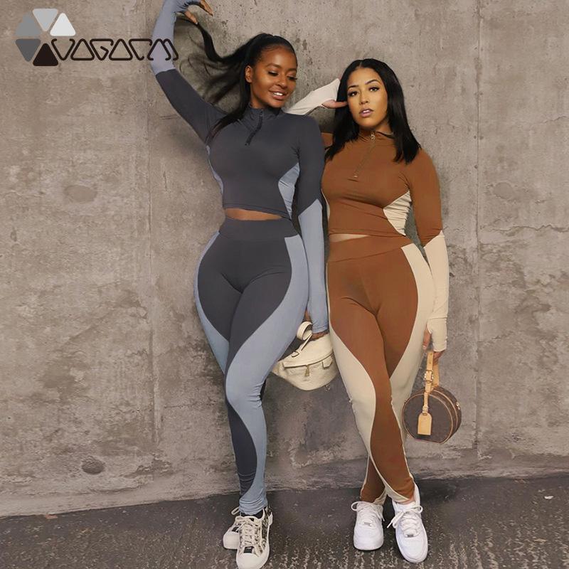Sport 2 Piece Set Women Fashion Color Matching Stand-Up Collar Shirt Crop Top High Waist Tight Sportswear Workout Suit Female, Brown
Sport 2 Piece Set Women Fashion Color Matching Stand-Up Collar Shirt Crop Top High Waist Tight Sportswear Workout Suit Female, Brown