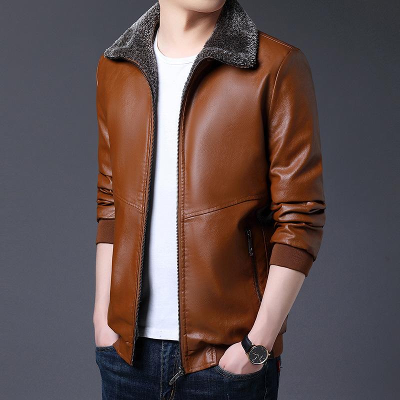 2020 Men's Brushed and Thick Fur Collar Short Winter Leather Youth Plain Casual PU Leather Jacket, Black
2020 Men's Brushed and Thick Fur Collar Short Winter Leather Youth Plain Casual PU Leather Jacket, Black