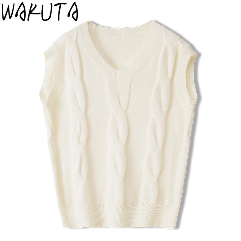 WAKUTA Vest Women 2021 Autumn Chic Solid Loose Sleeveless Waistcoat Knitted V-Neck All-match Female Coats Simple Leisure Outwear, Black
WAKUTA Vest Women 2021 Autumn Chic Solid Loose Sleeveless Waistcoat Knitted V-Neck All-match Female Coats Simple Leisure Outwear, Black