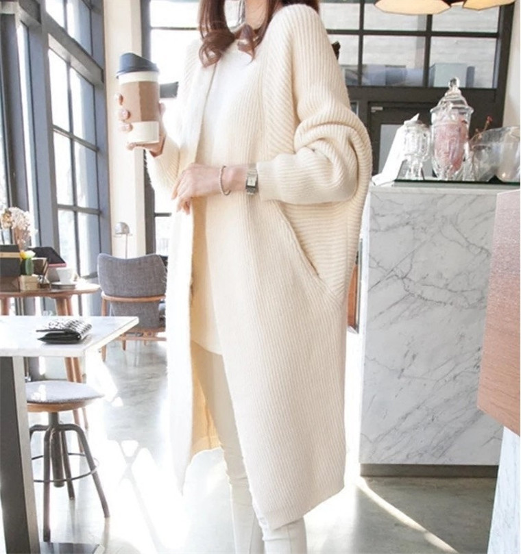 Autumn Winter Batwing Sleeve Knitwear Cardigan Women Large Size Knitted Sweater Cardigan Female Elegant Jumper Coat Y200909