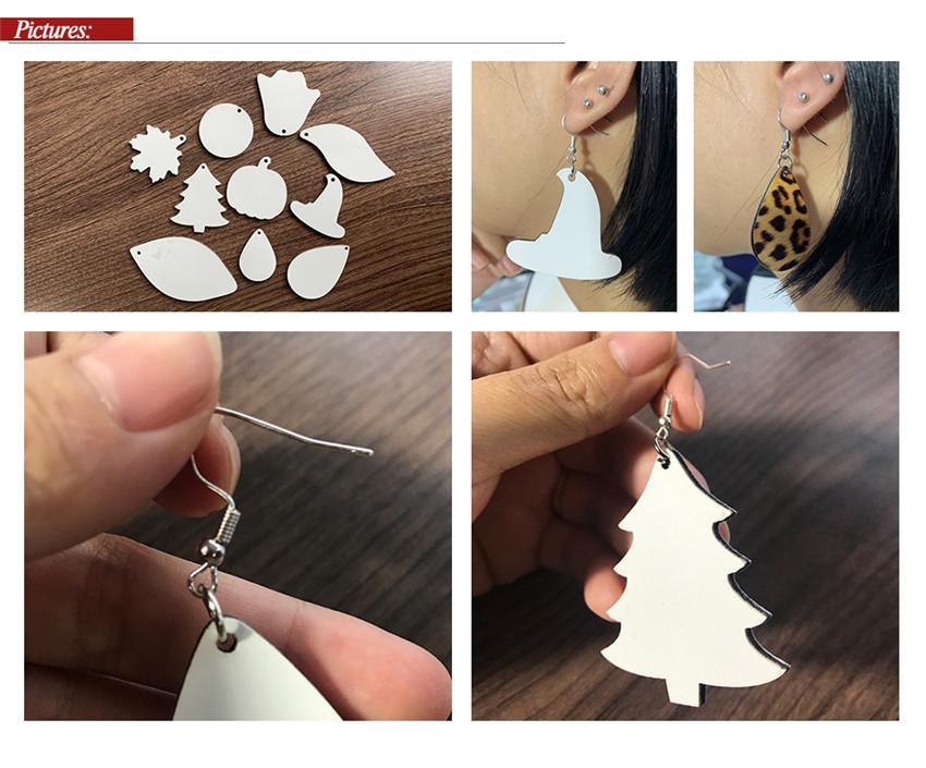 Sublimation Earrings Double Sided Leather Earring Pendants Sublimation Blanks Creative Gifts Thermal Transfer Leaves Earrings