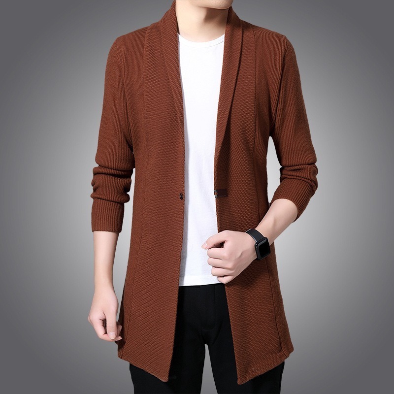 Cardigan Sweater Men Autumn X-long Knit Sweater Jackets Fahison Single Button Knitted Sweatercoat Mens Causal Cardigan Sweater 201022