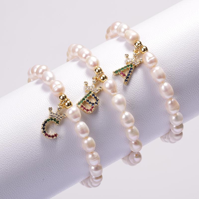 Natural Freshwater Pearl Electroplated 4K Gold Copper Rainbow Micro-colored Zircon 26 Initials Pendant Charms Unisex Bracelet
Natural Freshwater Pearl Electroplated 4K Gold Copper Rainbow Micro-colored Zircon 26 Initials Pendant Charms Unisex Bracelet