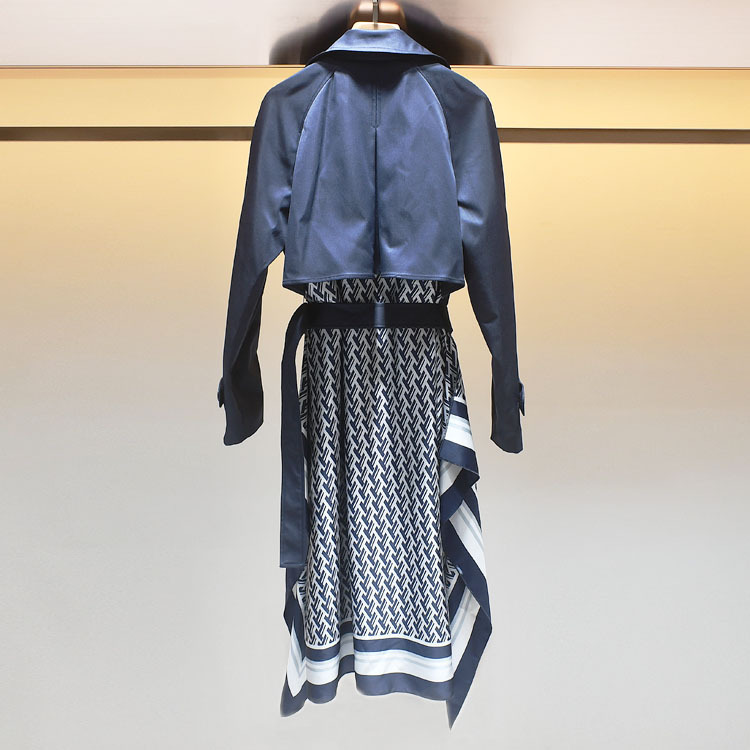 Long windbreaker jacket with doublebreasted waistband printing for autumn women's wear in 201111