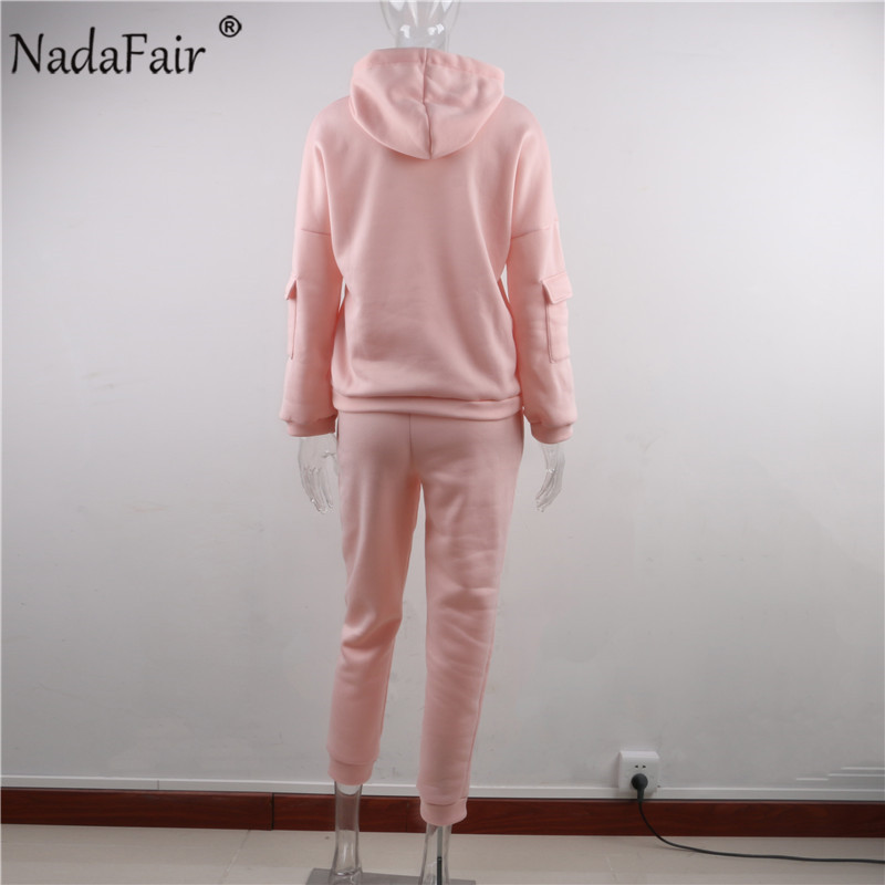 Nadafair 2Piece Women's Tracksuit Oversized Hoodie And Pants Autumn Winter Solid Outfits Casual Sport Suit Two Piece Set Women 201104