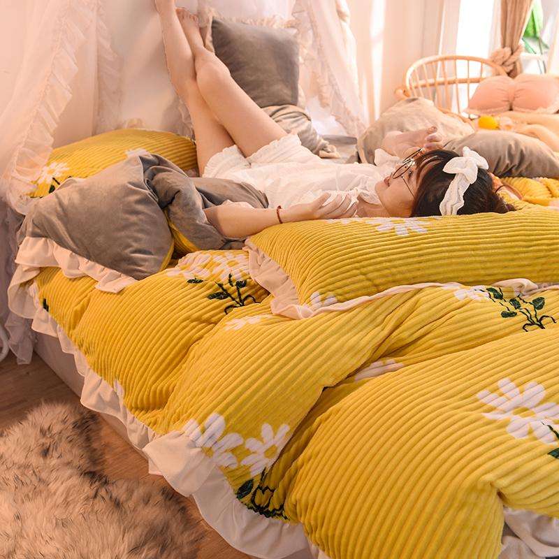 Princess Style AB Magic Velvet Baby Velvet 4pcs Duvet Cover Flat Fitted Bed Sheet Pillowcase Ruffles Daisy Yellow Flowers Fruit, 12
Princess Style AB Magic Velvet Baby Velvet 4pcs Duvet Cover Flat Fitted Bed Sheet Pillowcase Ruffles Daisy Yellow Flowers Fruit, 12