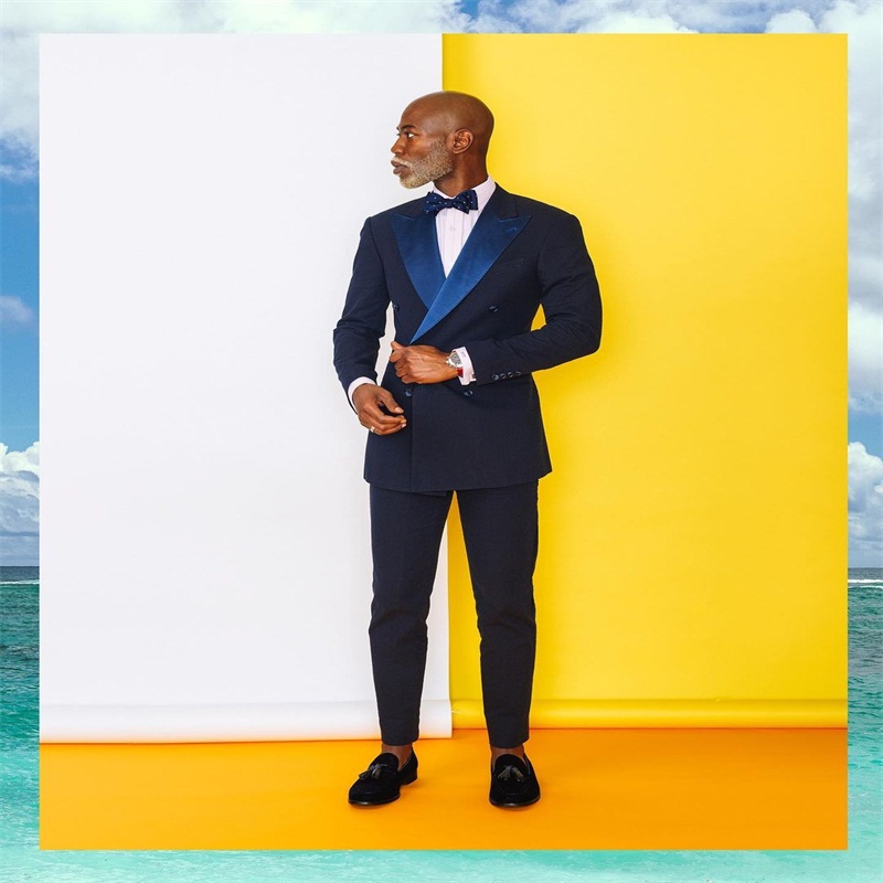 2 pieces formal men suits cotton groom tuxedos lapel modern double breasted men coatpant custom made party suit