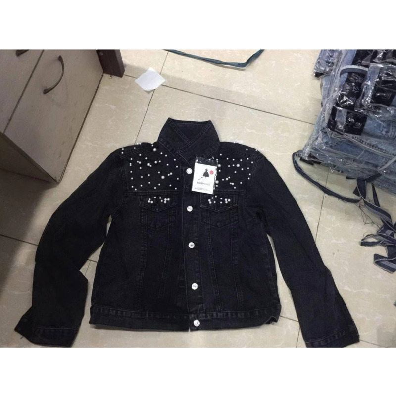 [DEAT] Fast Delivery New Autumn Fashion Womens Denim Jacket Full Sleeve Loose Button Pearls Short Lapel Wild Leisure AP446 201110