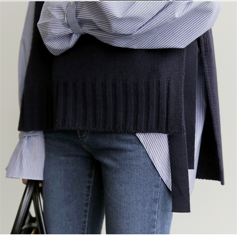 loose sleeveless sweater spring autumn Women vest sweaters knitting vest joker knitted vest wool oversize Girls Pullover 201031