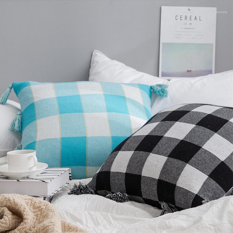 Pastoral Cotton Knitted Jacquard Lattice Tassel Pillowcase Black White Plaid Home Decoration Cushion Cover 45cm Without Inner1, Black and white
Pastoral Cotton Knitted Jacquard Lattice Tassel Pillowcase Black White Plaid Home Decoration Cushion Cover 45cm Without Inner1, Black and white