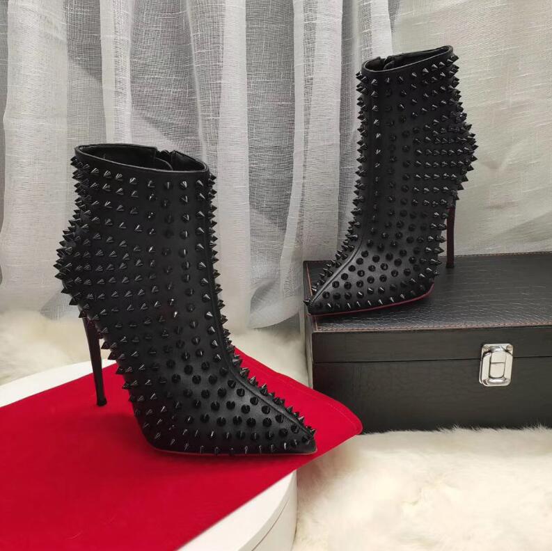 Winter Women thin High Heel Ankle Boots women red bottom Pointed Toe short boots Rivets studded Spike Love Graffiti short botas zapatos muje, Black
Winter Women thin High Heel Ankle Boots women red bottom Pointed Toe short boots Rivets studded Spike Love Graffiti short botas zapatos muje, Black