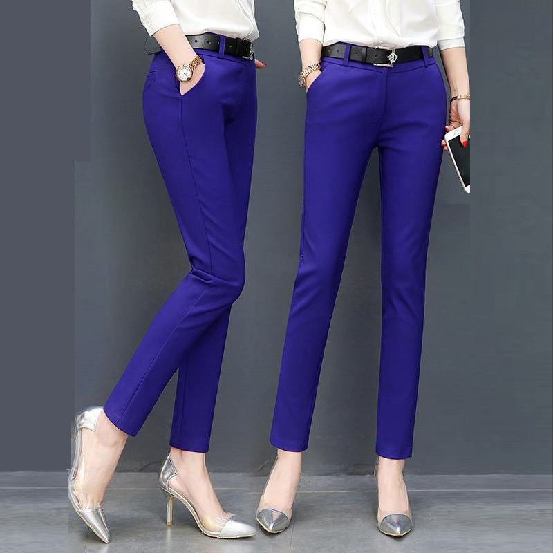 Women Slim Elastic 95 Cotton pencil pants Autumn Casual office wear Elegant Business leggings Female trousers Suit 201109