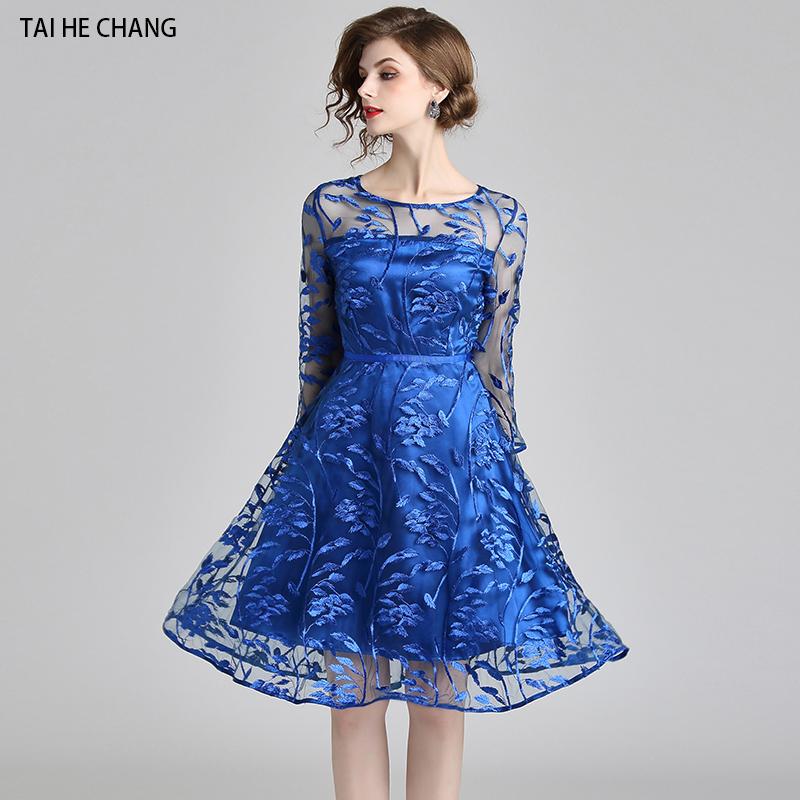 Autumn Mesh Dresses Hollow Out Women Floral Crochet Casual Blue Lace Runway Elegant Bodycon Dress Evening Party Vestidos
Autumn Mesh Dresses Hollow Out Women Floral Crochet Casual Blue Lace Runway Elegant Bodycon Dress Evening Party Vestidos