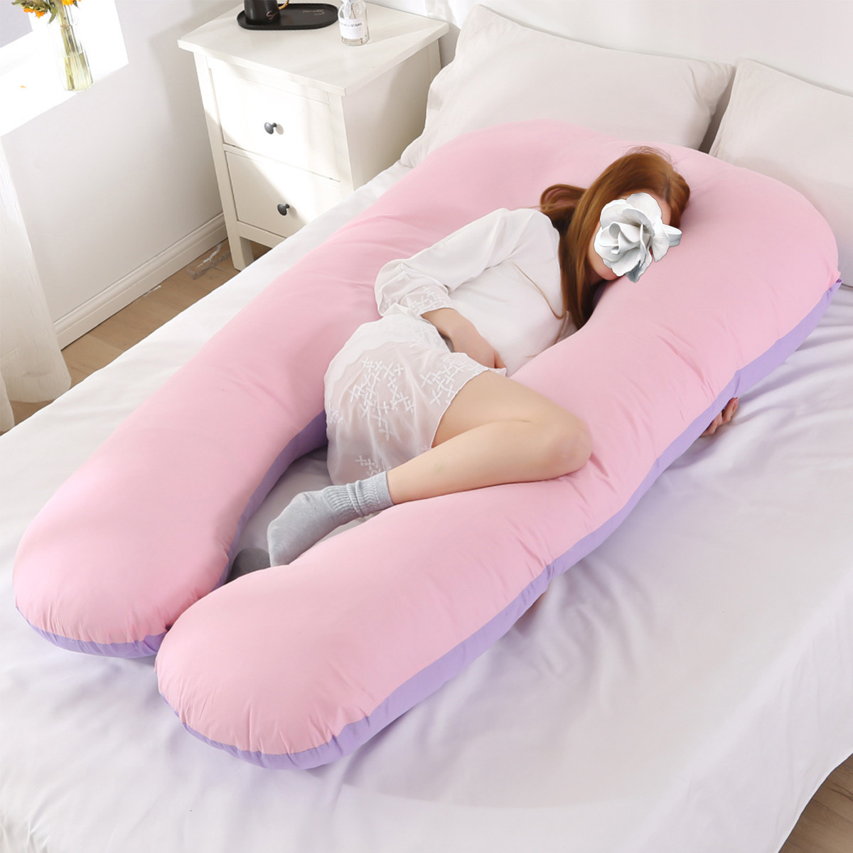 100% Cotton Pregnant Women Sleeping Support Pillow Pillowcase U Shape Maternity Pillows Pregnancy Side Sleeper Bedding Pillow 201117