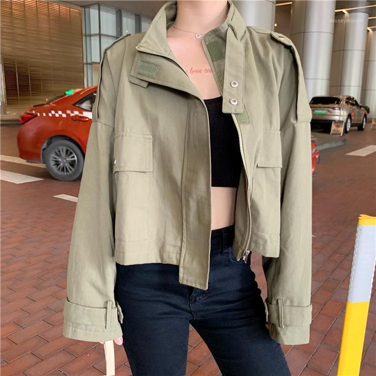 oversize Women's Clothing hipster crop tops ulzzang fashion Jackets fashion designer brand stand neck zipper safari Coats casual1, Brown
oversize Women's Clothing hipster crop tops ulzzang fashion Jackets fashion designer brand stand neck zipper safari Coats casual1, Brown