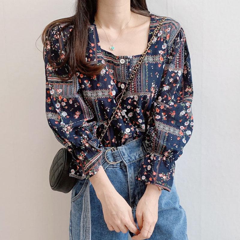 Spring Autumn Women's Top Retro Ethnic Floral Square Neck Long Sleeve Blouse New Slim Loose Trumpet Sleeve Female Tops GX438, Blue
Spring Autumn Women's Top Retro Ethnic Floral Square Neck Long Sleeve Blouse New Slim Loose Trumpet Sleeve Female Tops GX438, Blue