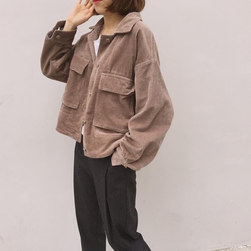 Woman Short Jacket Koreanr Corduroy Casual Autumn And Winter With Two Pockets Loose Baseball Jacket Women Long Sleeve, Black
Woman Short Jacket Koreanr Corduroy Casual Autumn And Winter With Two Pockets Loose Baseball Jacket Women Long Sleeve, Black