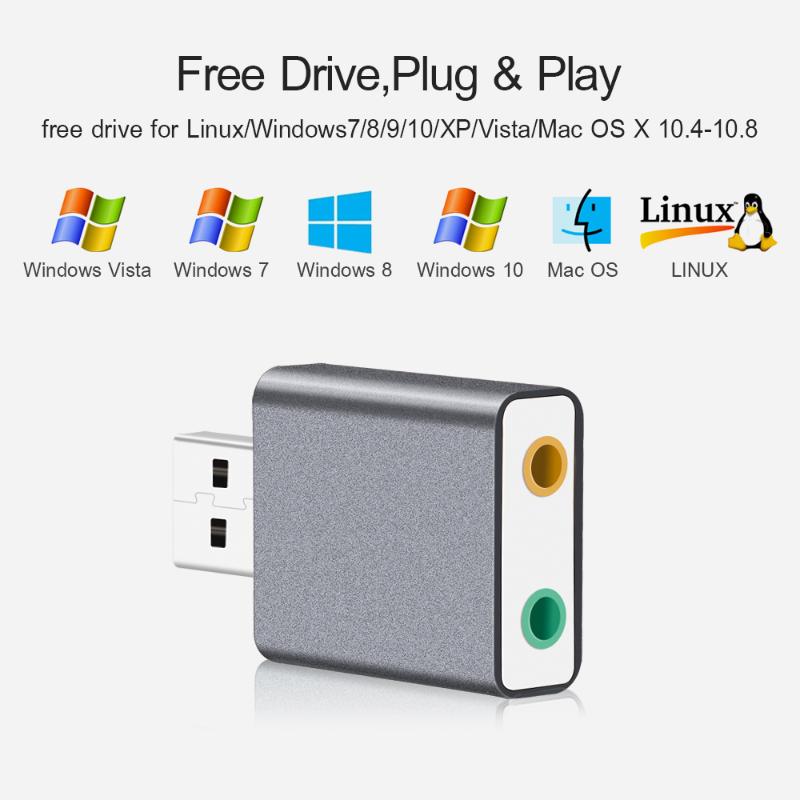GOOJODOQ Aluminum 7.1 Channel USB External Stereo Sound Audio Adapter for Windows XP 7 8 10 Android Linux and Mac Plug and Play
GOOJODOQ Aluminum 7.1 Channel USB External Stereo Sound Audio Adapter for Windows XP 7 8 10 Android Linux and Mac Plug and Play